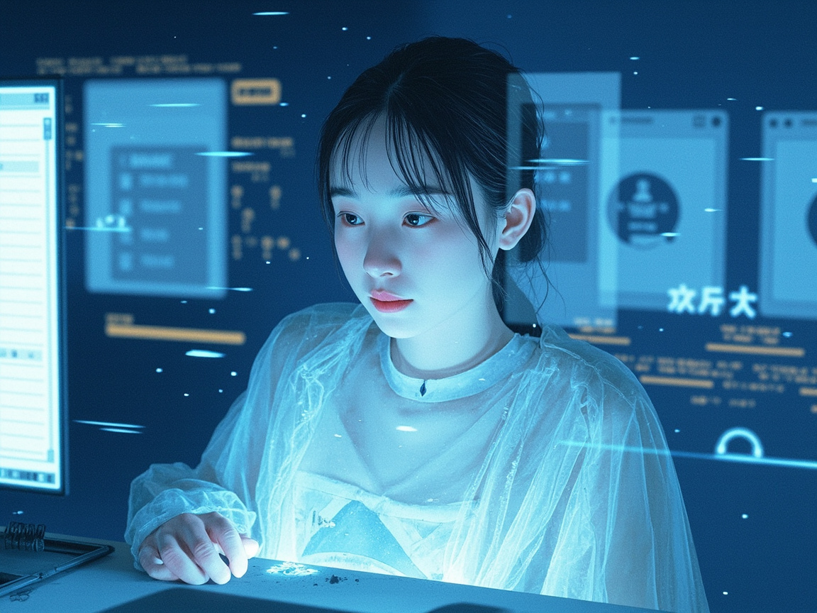 夜间工作区里的二壮水彩插画